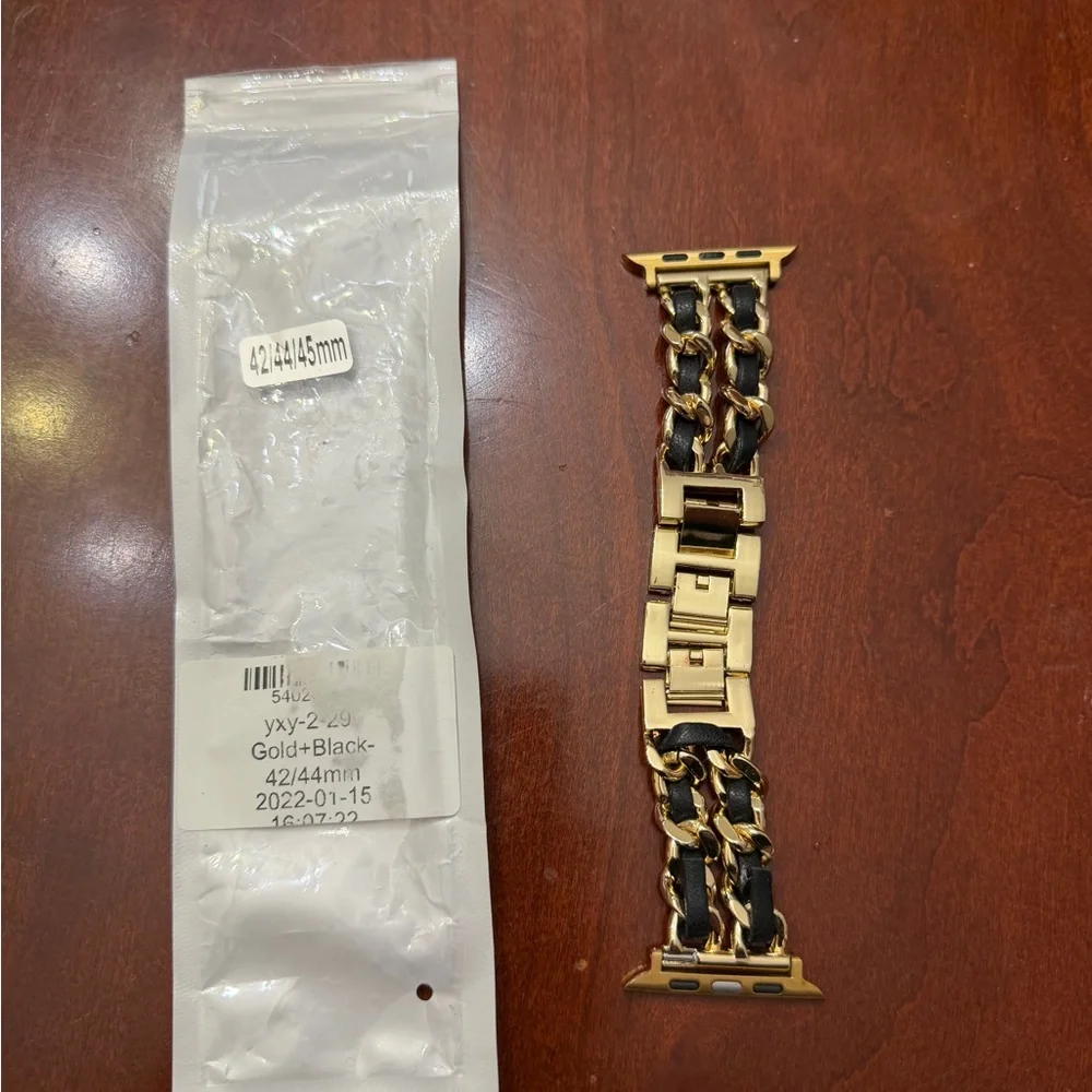 Gold and Black Chain Link Designed Inspired Watch Band